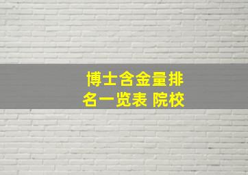 博士含金量排名一览表 院校